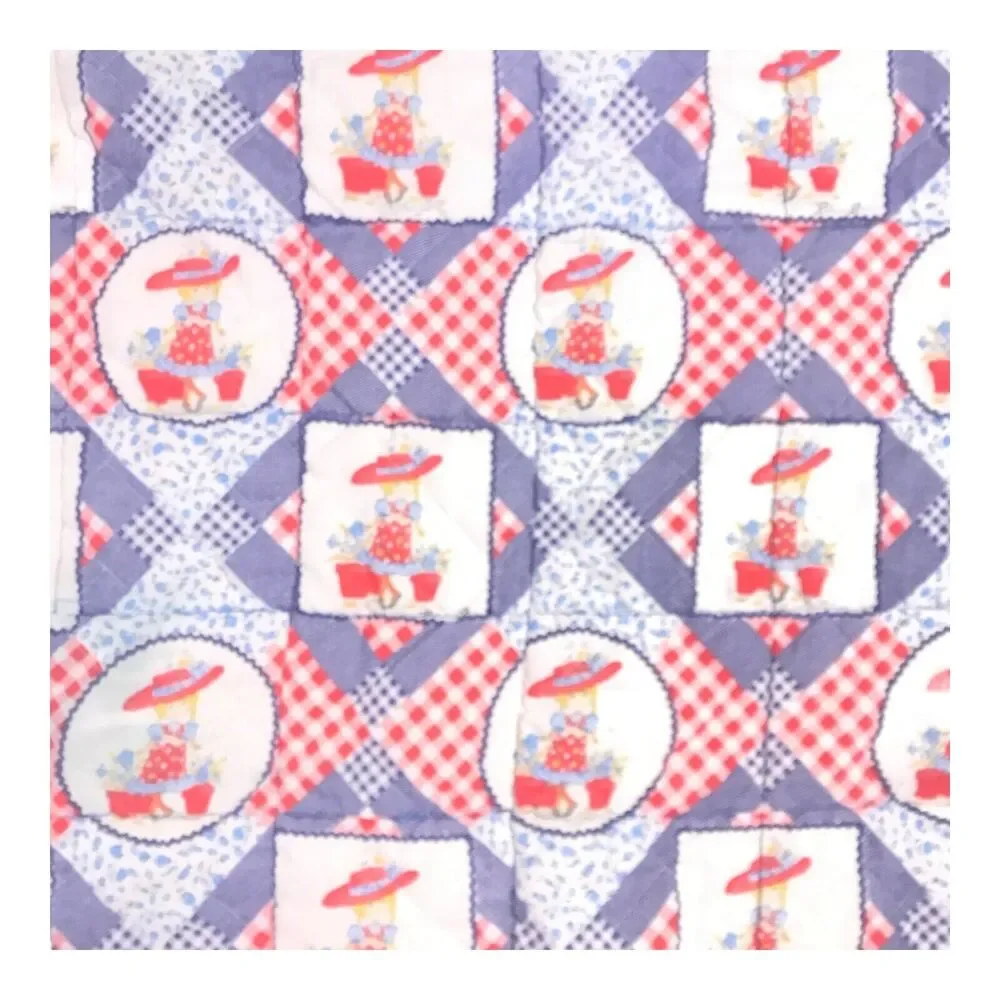 Vintage Petticoats & Pantaloons Holly Hobbie Style Quilt Handmade Red Blue